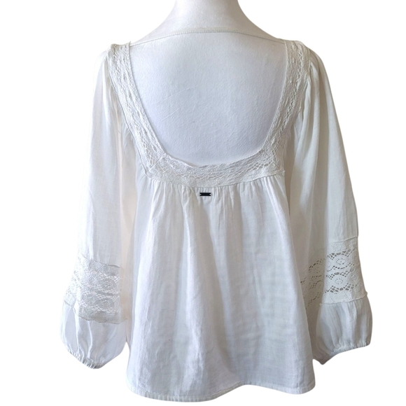 O'Neill White Doreen Top, XL, Peasant, Beach,Boho, Summer, Cottagecore - Picture 5 of 9